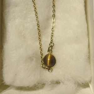 Gold Necklace with  Tiger's Eye Pendant...